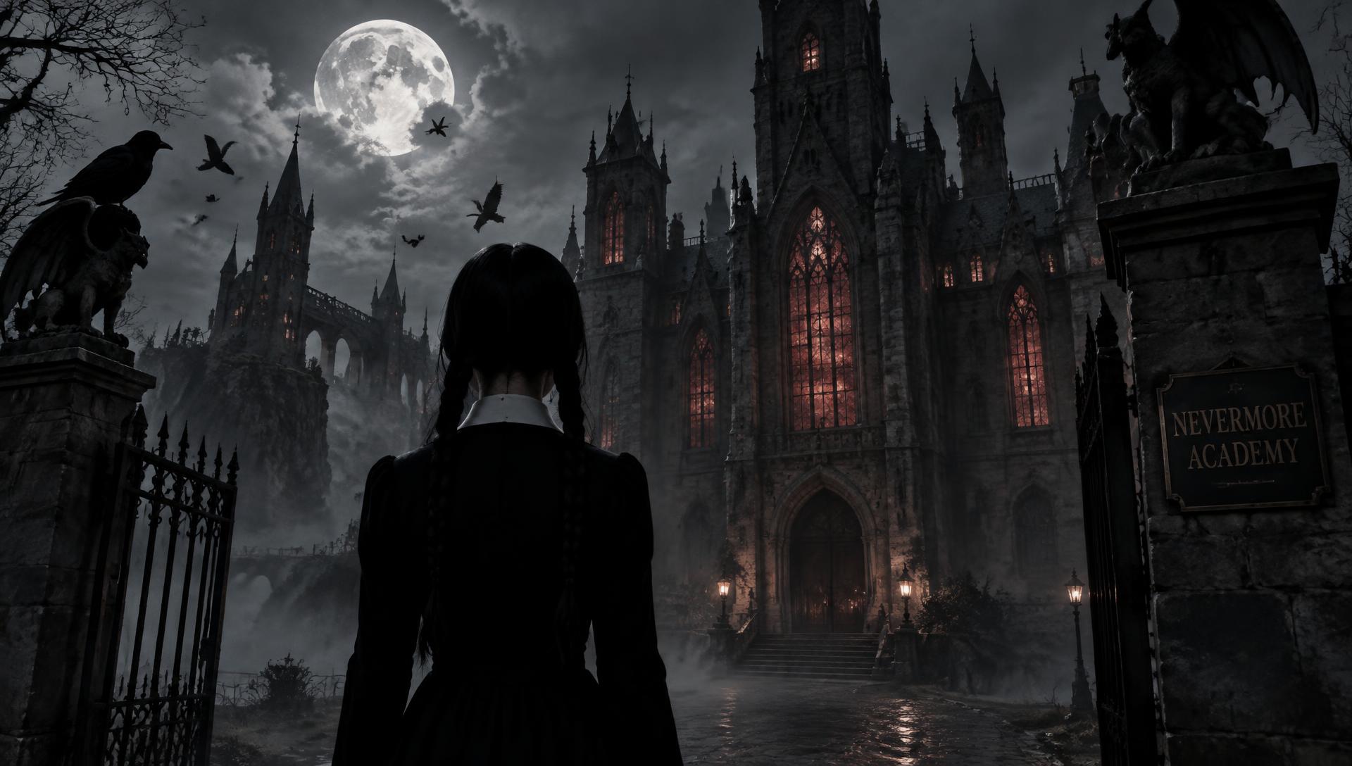 Silhueta gótica diante de Nevermore
